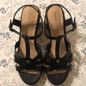 Black wedge sandals